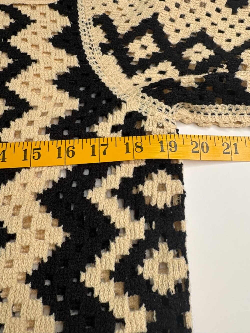 Rain + Rose Crochet Button Up Top – Black & Cream – Size Small – Textured Knit - Picture 9 of 12